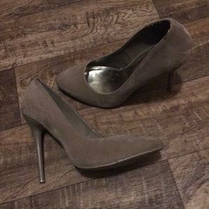 Penny Loves Kenny nude suede heels.